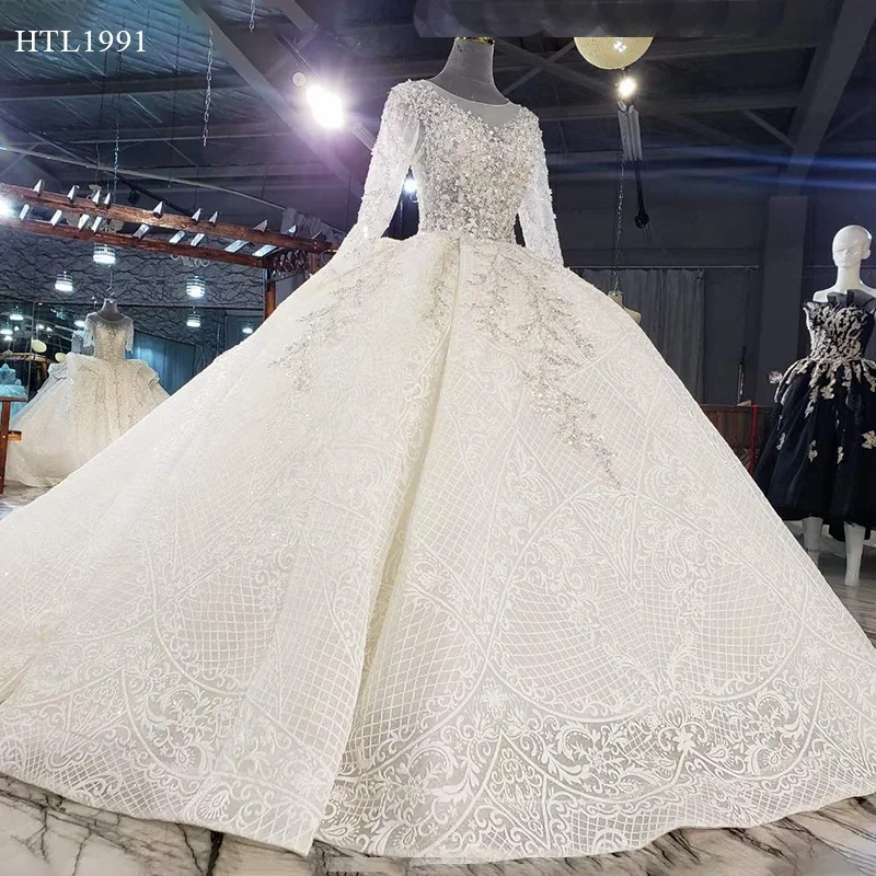 

Jancember AHTL1991 sexy heavy beaded off-shoulder bling dubai luxury gown wedding dress bridal