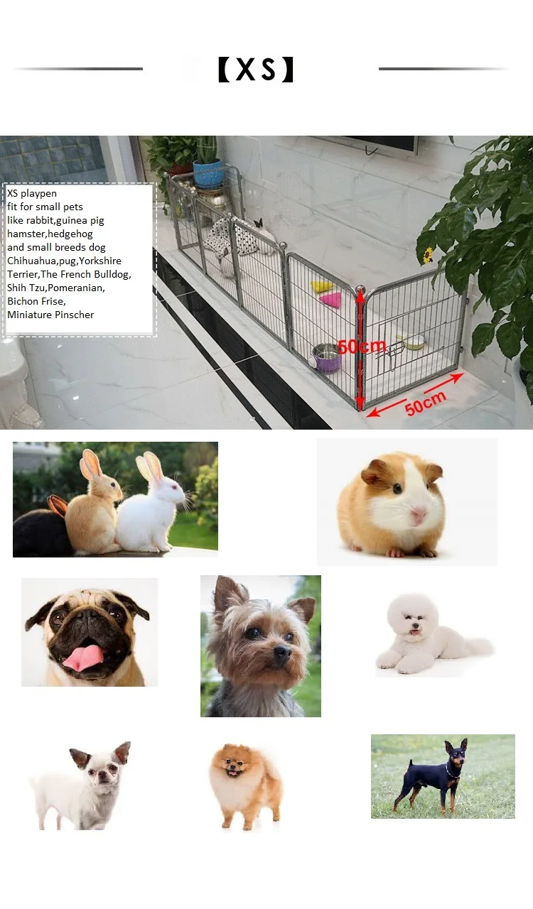 5 Sizes Galvanized Iron 6-panels Heavy Duty Playpen Dog Outdoor Play Pen 170105