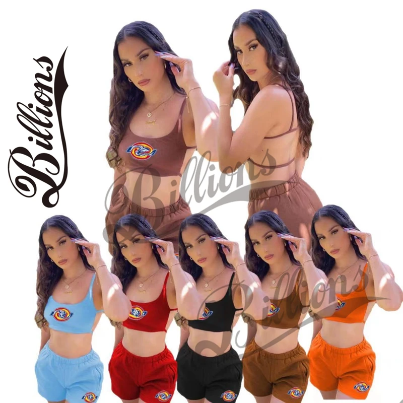 

BL21T1779 Summer Girls' Clothing Crop Tops Woman Biker Ladies Short Outfit Sexy Women With Hollow Out Vest Dickie Two Piece Set, Picture show