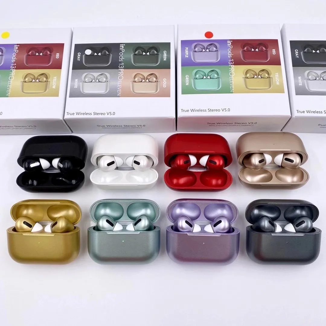 

2021 Most Popular Macaron Wireless Earphone Earbuds Inpods 13 tws Metallic Color Inpods 13 Pro with charging case