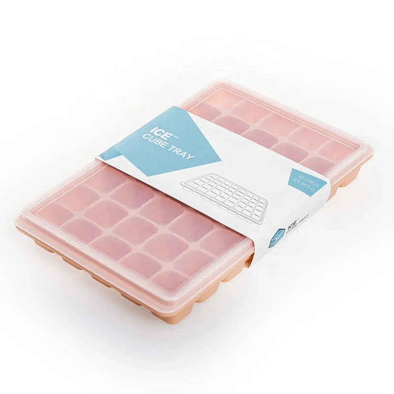 

New 40 cavities square ice mold silicone ice cube, silicone ice cube tray with cover, According to pantone color