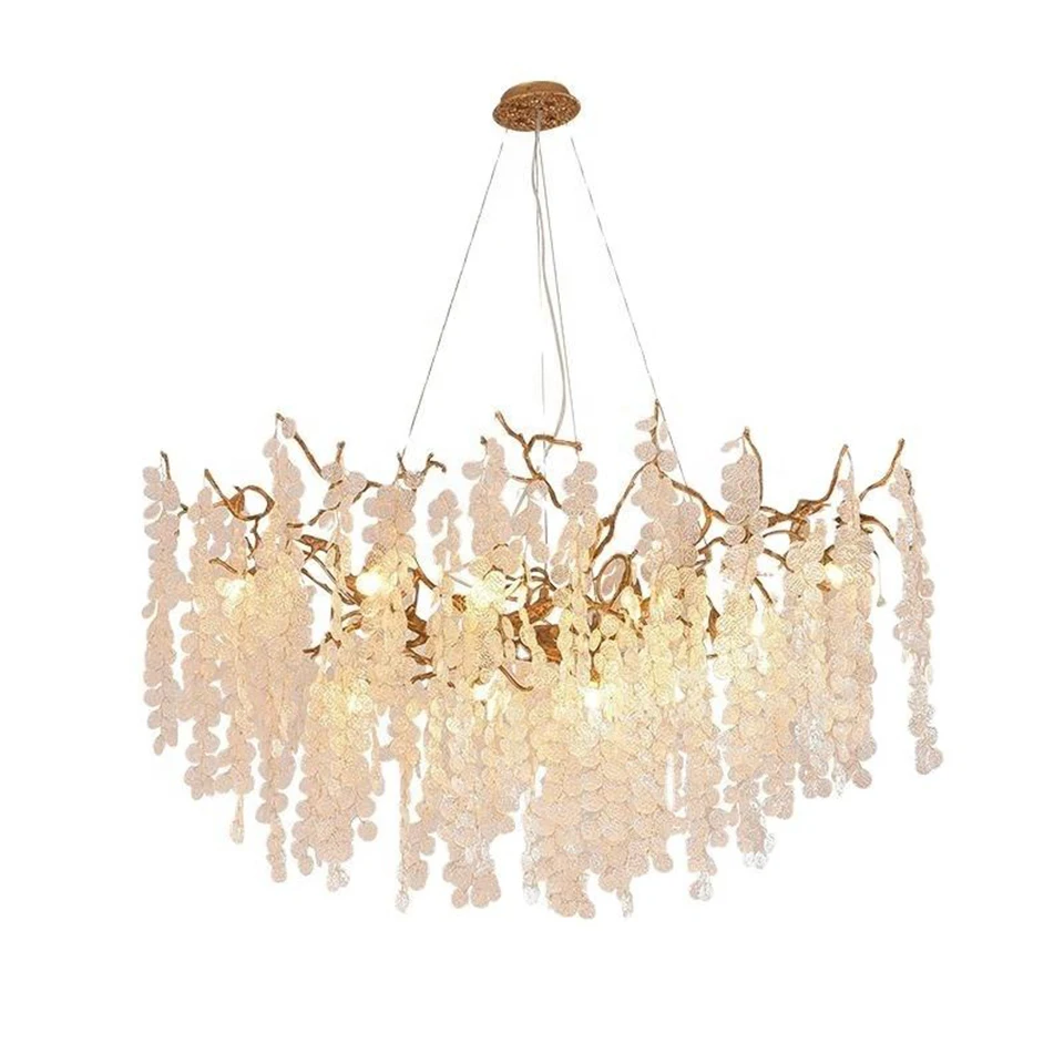 

2021Contemporary Home Decor High Ceiling Hanging Lamp Copper Led Chandeliers