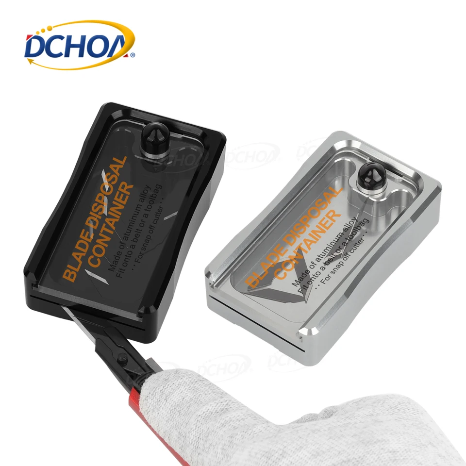 

DCHOA Aluminum Alloy Blade Breaker Box Snap Off Blade Disposal Container Break Off Utility Knife Blade