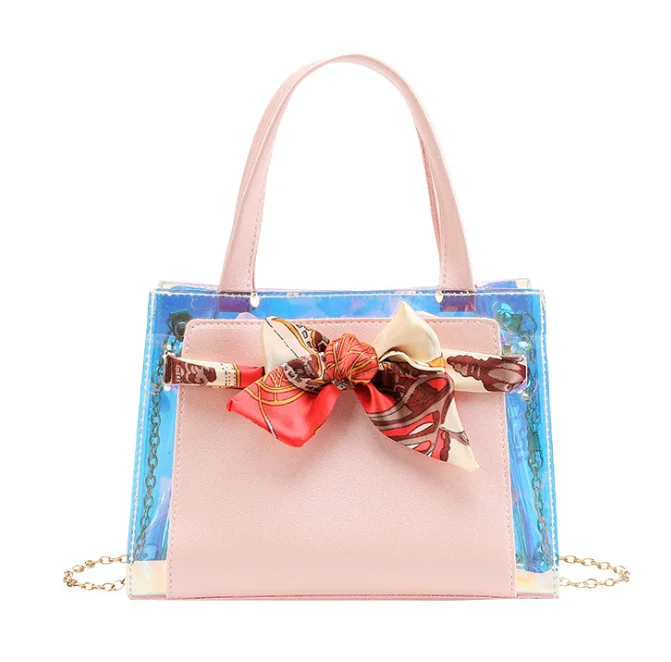 

Korean fashion PU leather cross body bag silk scarf handbag, Pink, gray, brown,blue