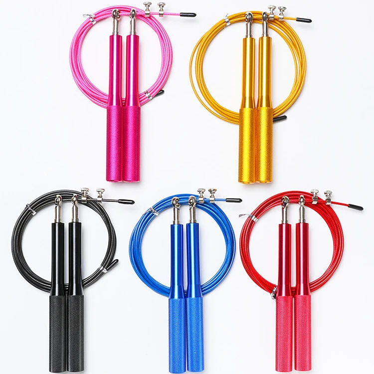 

Adjustable Crossfit Aluminium Speed Skipping Jump Rope, Black, red, blue,silver, gold, pink