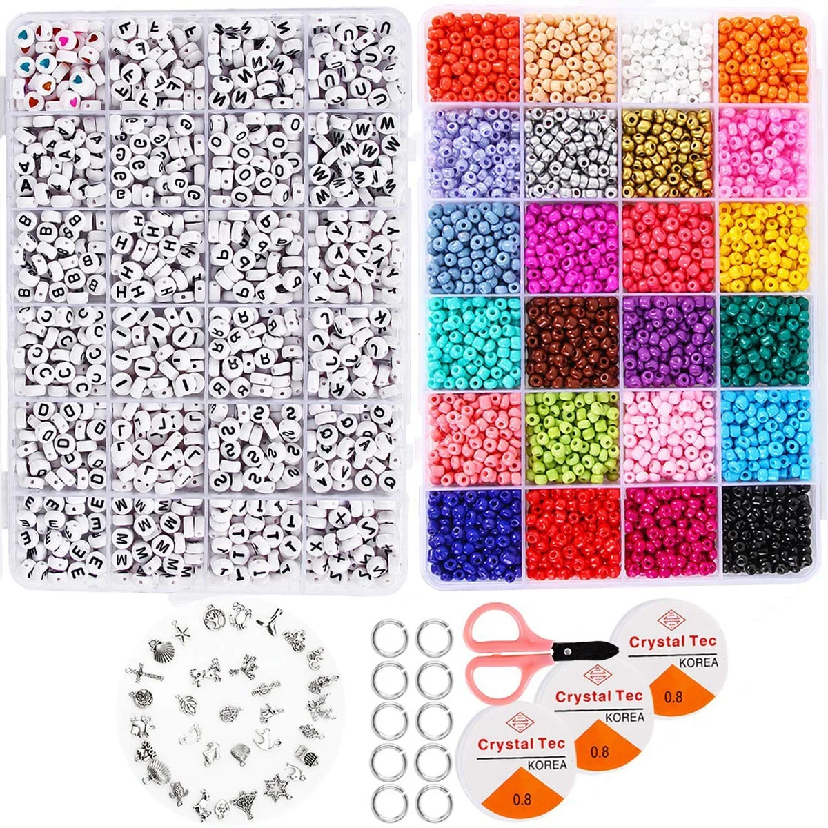 

Amazon Hot Selling Glass Seed Beads Alphabet letter beads Glass Beads Set for Jewelry Making DIY Set Kit