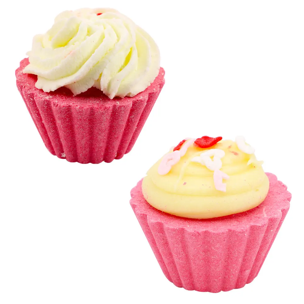 
Hot sale private label organic kids press shower bombs fizzy hemp bath boxes packaging CBD cupcake bath bomb gift set 