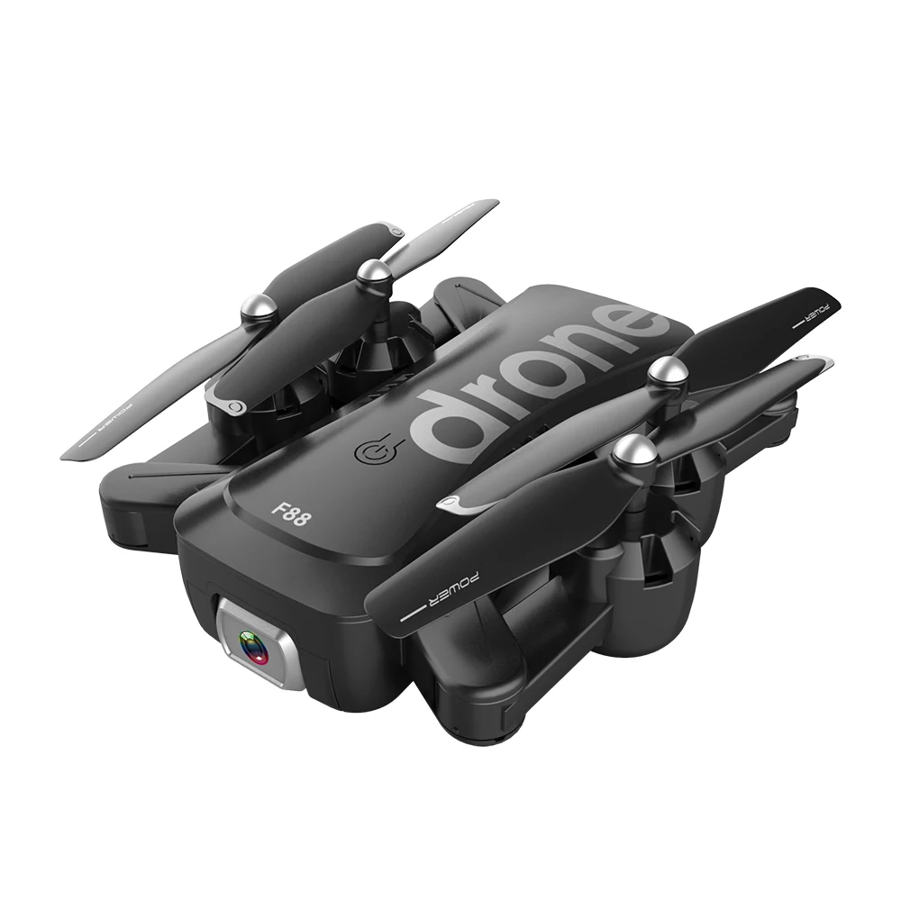 

4K HD Camera Optical Flow Positioning GPS WIFI FPV Foldable Radio Controlled Helicopter Quadrocopter Toy F88 rc drone, Black