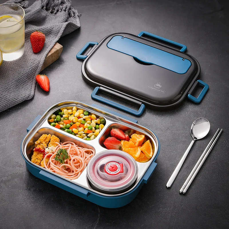 

2020 New Portable Microwave Storage Tiffin Set Food Plastic Bento Thermal Stainless Steel Lunch Box for Kids, Blue/pink/yellow/custom