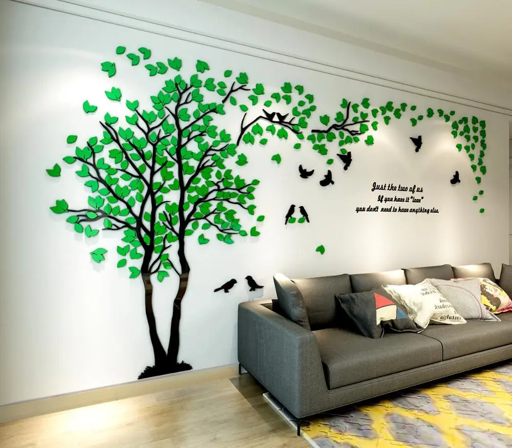 

Acrylic 3d Wall Stickers Home Decor Creative Wall Decals Living Room Lovers Tree Wall Stickers
