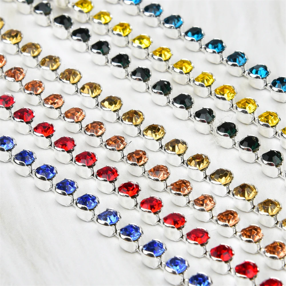 

Xichuan ss12 - ss28 Round Clawless thin Claw Clear Glass Rhinestones Cup Chain Sewing accessories