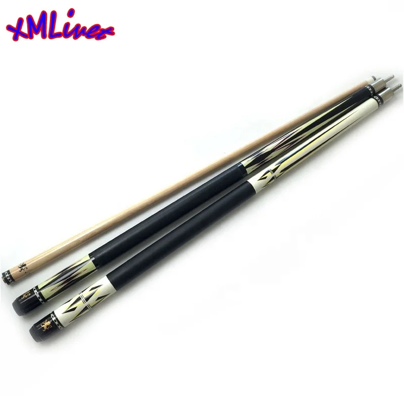 

xmlivet Maple wood Professional decal Billiards Pool Cues in 11.5mm Black8 leather wrap 1/2 split cue stick Billiard accessories, Black like the picture show