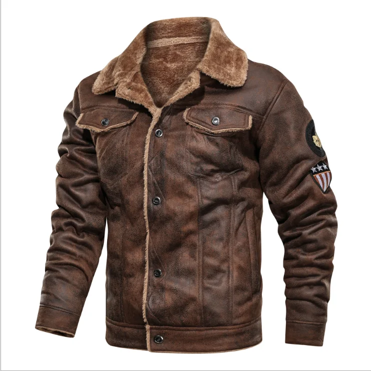 

New winter jacket for men with lapels and fur in one plu casual loose suede trend with extra heavy jackets
