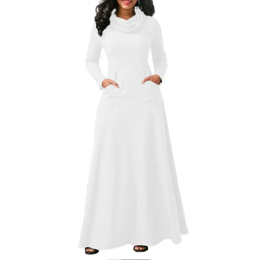 

Winter 2020 new design ladies women casual simple loose plus size cotton maxi dress