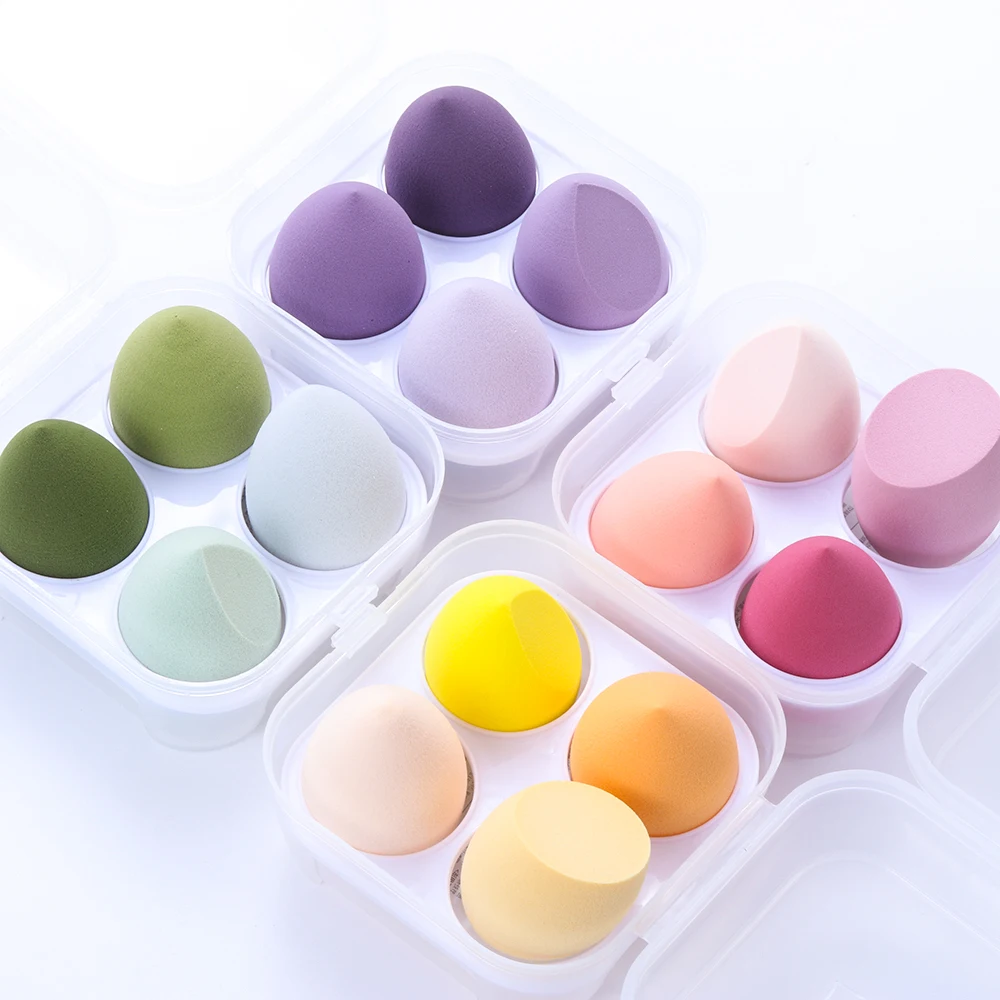 

Different Sizes Dry&Wet Use Cosmetic Puff maquiagem Foundation Powder Blush Beauty Sponges Makeup Sponges With Storage Box, Customized color
