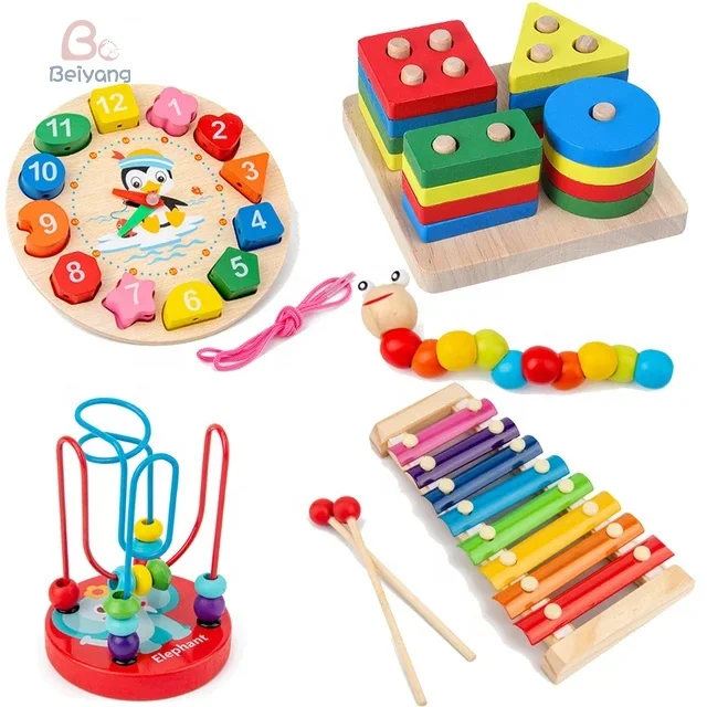 

5-6pcs/set Montessori Wooden Toys for Babies Boy Girl Gift Baby Development Games Wood Puzzle for Kids Educational Learning Toy
