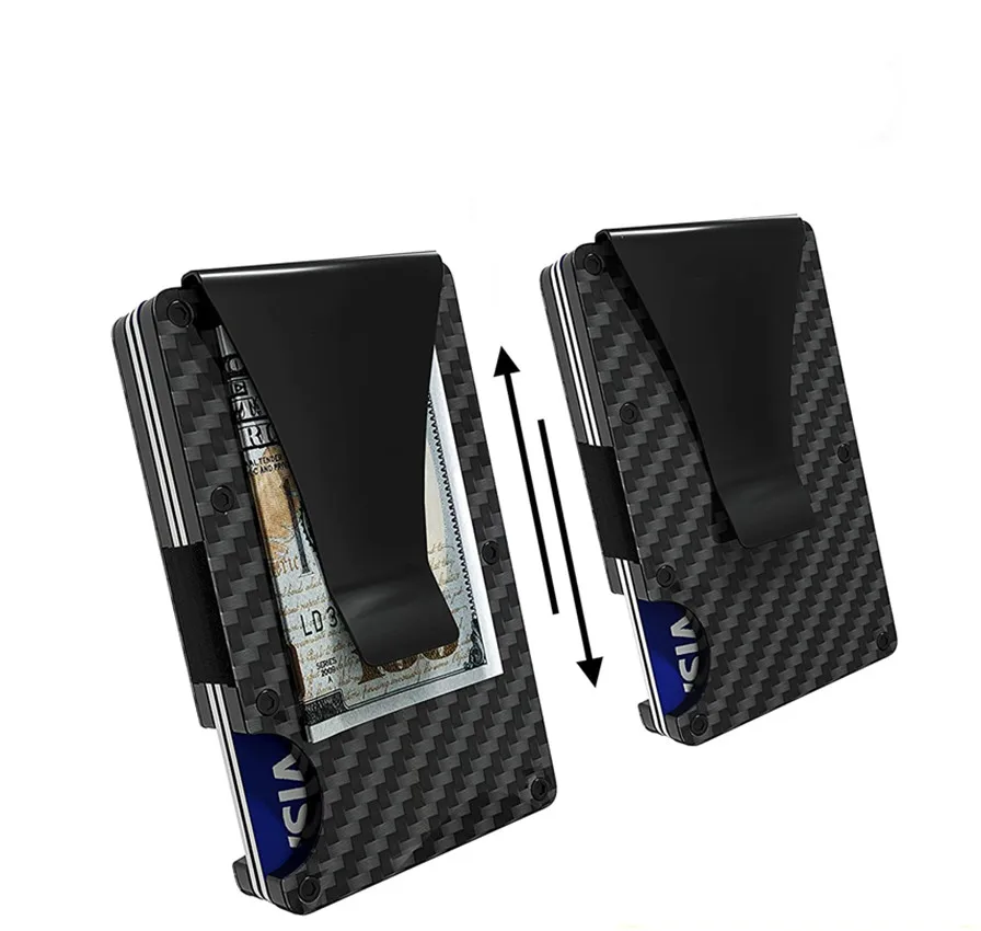 

Hot sale Money Clip Minimalist Wallet Front Pocket Metal Aluminum Wallet RFID blocking wallet with free engraved logo