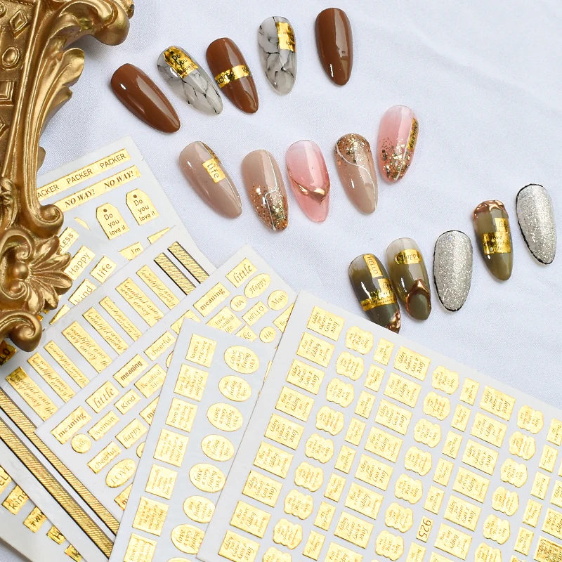 

JOYFUL Guaranteed Quality Art Gold 3d Laser Nail Stencil Sticker Designer Nail Stickers 925-930, Picture shown