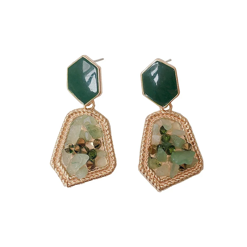 

Luxury acrylic resin gemstone earrings women elegant agate earrings jewelry accessories, White, green