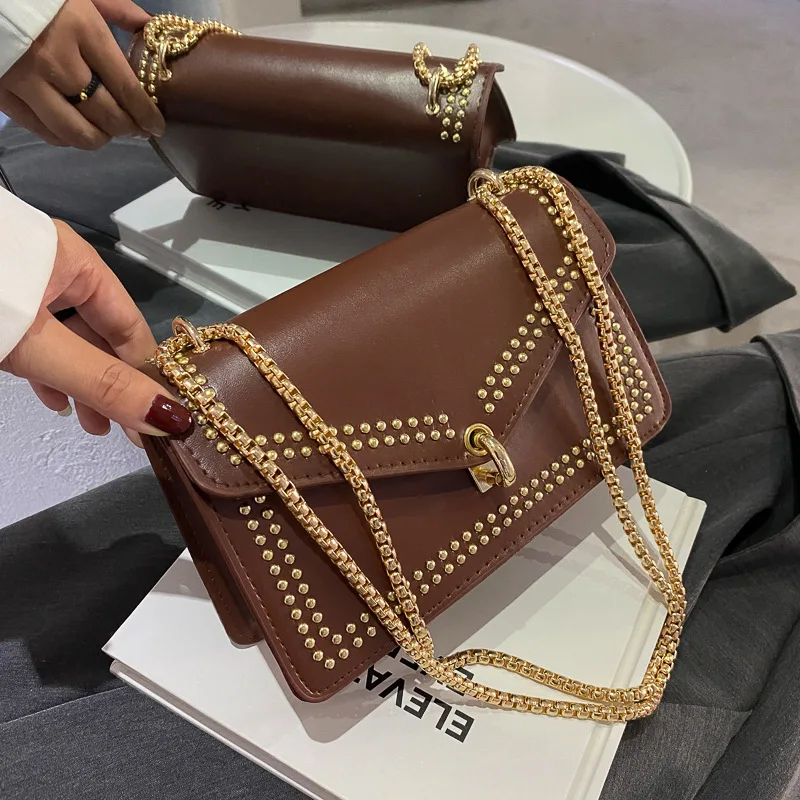 

Autumn Ladies Popular Fashion Chain Shoulder Bags 2021 Ladies Women Custom Crossbody Bag Small Square Bag, White, khaki, black, brown