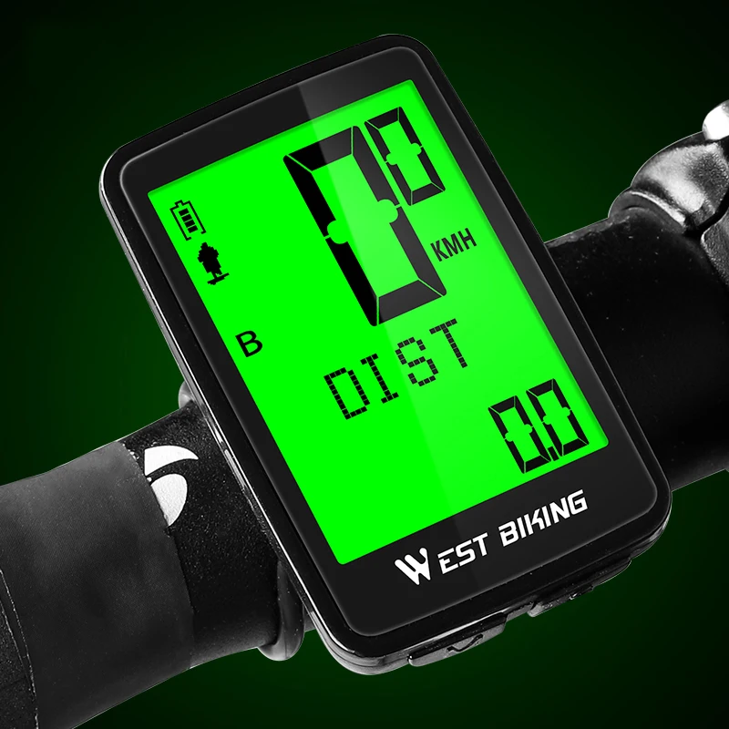 

WB New USB Recharge Bike Computer Digital Odometer Cycling Computer Wireless Exercise Five Languages Bicycle Computer, Black