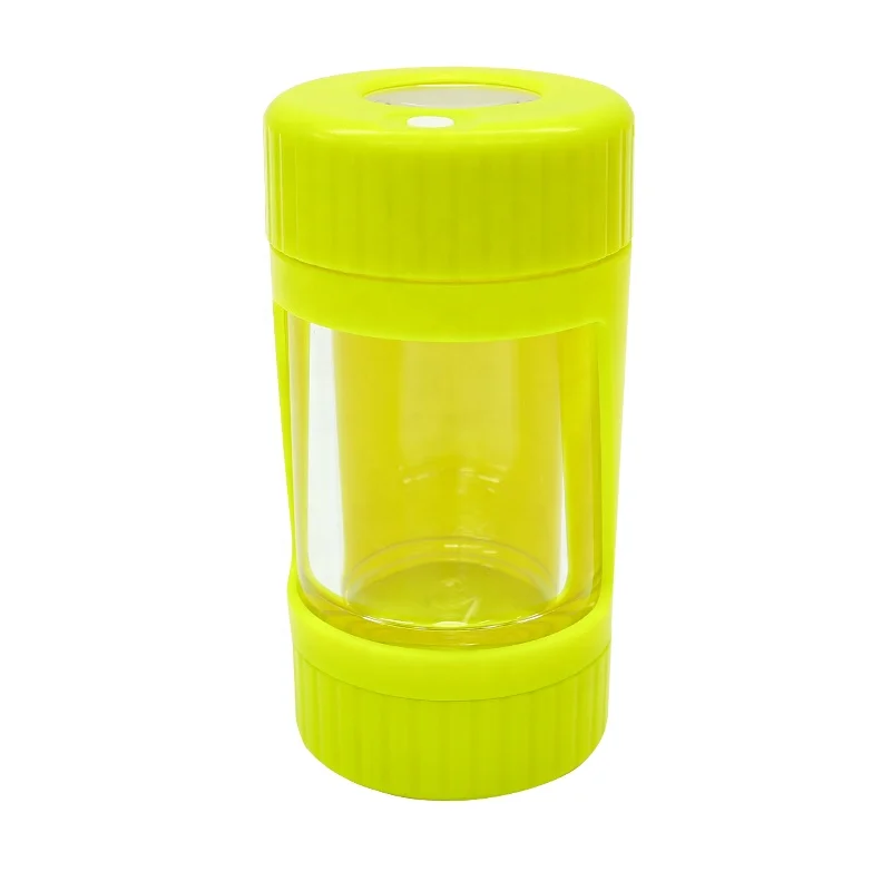 

UKETA wholesale air tight plastic weed grinder display transparent storage magnifying viewing jar, Optional