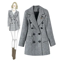 

Custom Hand-embroidered wool blazer Double Breasted Ladies Women coat