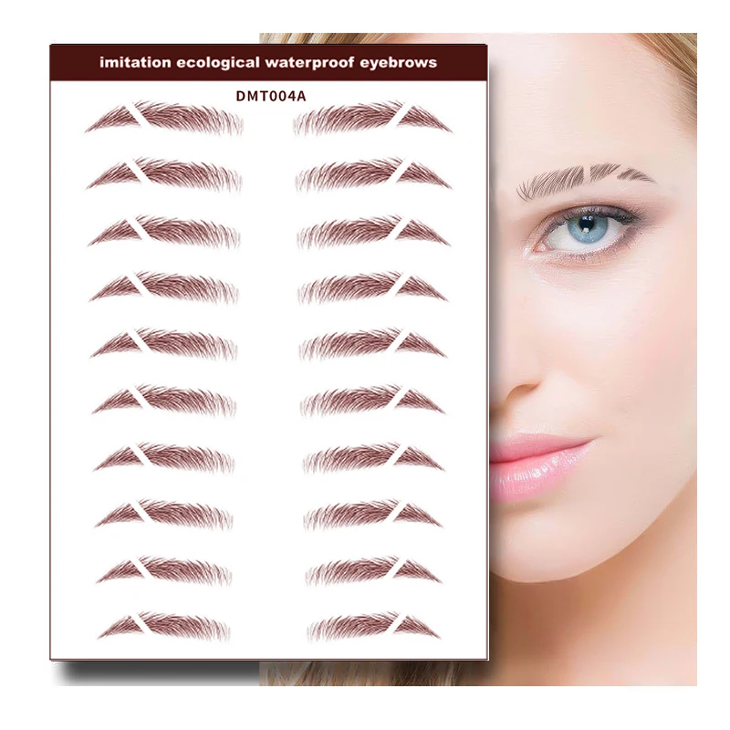 

Hair-like Eyebrow Tattoo Sticker False Eyebrows Long Lasting Waterproof Makeup Eye Brow Stickers for Women Lady, Brown