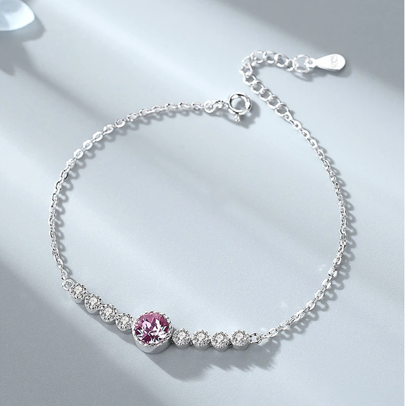 

RINNTIN SWB03 Fashion Jewelry Wholesale 925 Sterling Silver Blue Crystal Bracelet