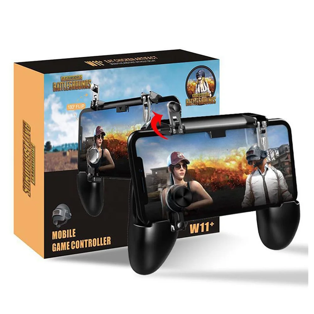 

W11+ Mobile Game Controller Free Fire for PUBG Mobile Joystick Gamepad Metal L1 R1 Button for Gaming Pad, Black