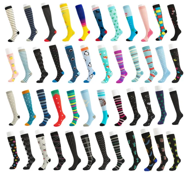 

New Design Custom Knee High 15-20mmhg Women Medical Compression Socks Nurse, Multi-colors