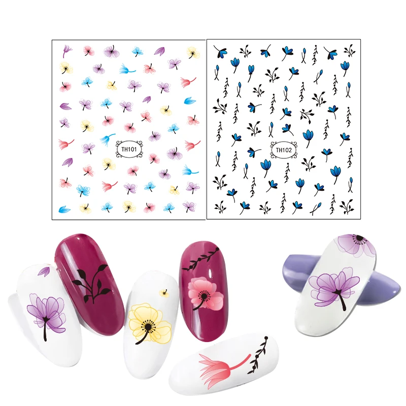 

Hot sell embossed Nail Art Sticker/ Self-adhesive Nail Art Decal/Flower Design Nail Art, Colorful