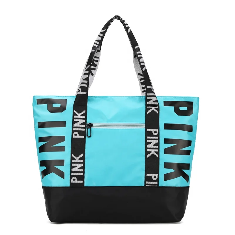 

OEM Wholesale cheap hand bag ladies luxury beach pink waterproof women large nylon handbag sublimation tote bag