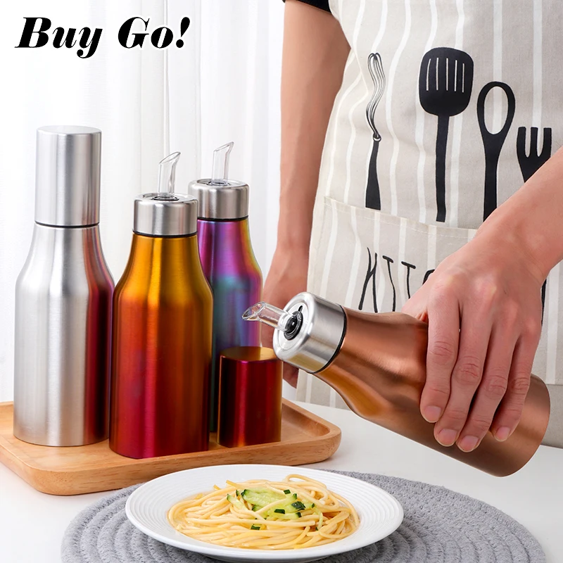 

Kitchen Tools Stainless Steel Vinegar Sauce Oil Jar Bottle Container Dispenser Oil with Lid