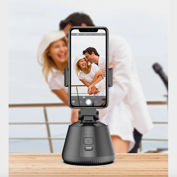 

360 Rotation Auto Face Object Tracking Smart Shooting Camera Mount Holder, Black white