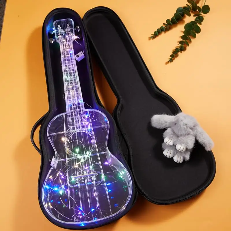 

customized china cheap ukelele Air-nova material 23inch integrated travel ukulele pink stringed instruments DIY, Blue,transparent,pink