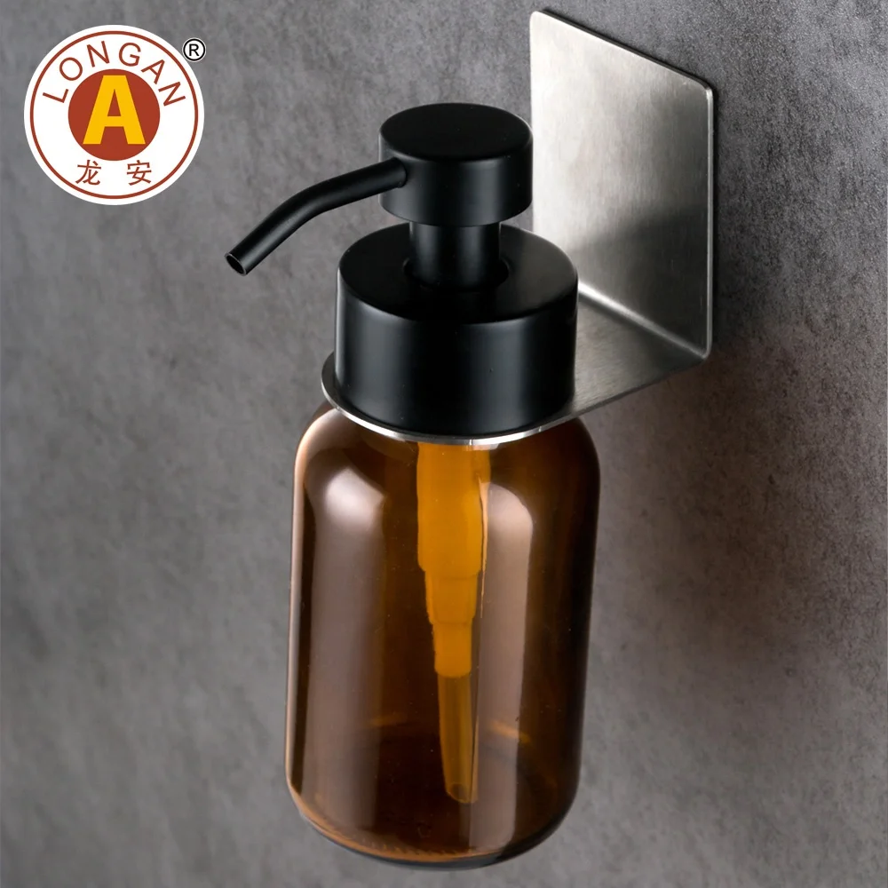 Bathroom Hand Shampoo Soap Dispenser Bottle Stainless Steel Wall Bracket Glass Soap Dispenser Head Bottle With Wall Bracket