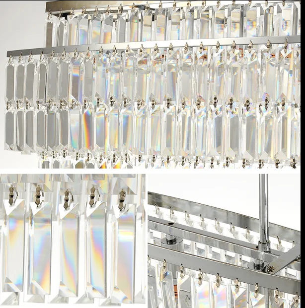 
Rectangular Modern K9 Crystal Chandeliers Lighting Pendant Fixture 12-Lights Dining room chandelier 