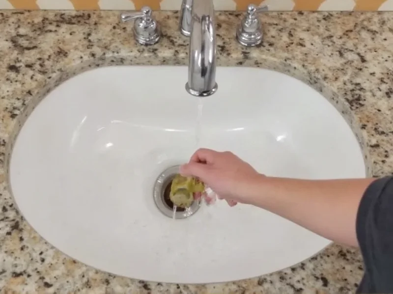 Baking soda and vinegar unclogging kitchen sink