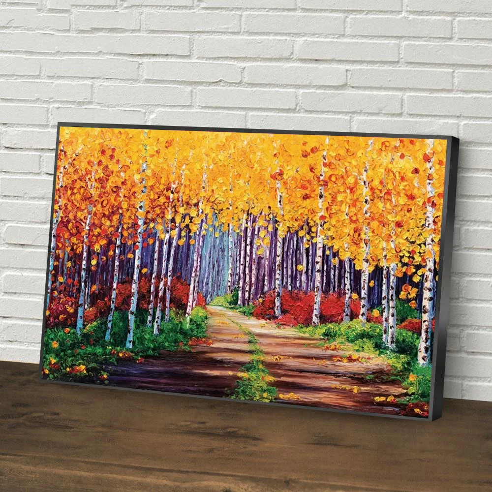 

Painted oil Painting Forest Abstract Canvas Painting Posters and Prints Wall Art Blue Pictures For Lving Room Home Decoration