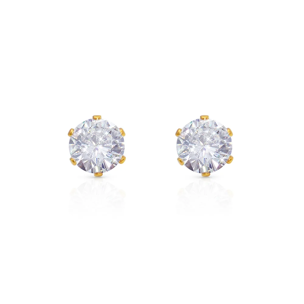 Chris April 316 stainless steel six claws setting diamond solitaire stud earrings wholesale for women