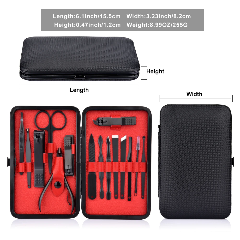 15pcs Professional Manicure Set Pedicure Knife Toe Nail Clipper Cuticle Dead Skin Remover Kit Stainless Steel Feet Care Tool Set