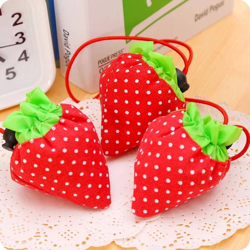 

Eco Friendly Wholesale High Quality Reusable Strawberry Folding Shopping Bag, Customized