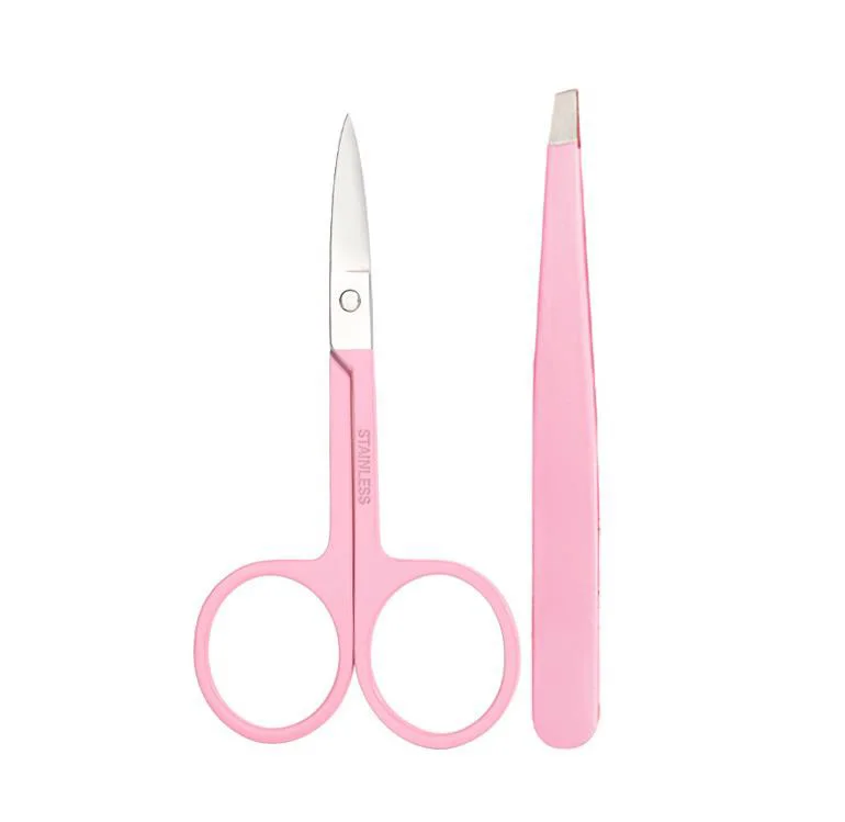 

Private Label Stainless Steel Eyebrow Tweezers Scissors Beauty Tools Pink Scissor And Tweezers Set, Black/pink