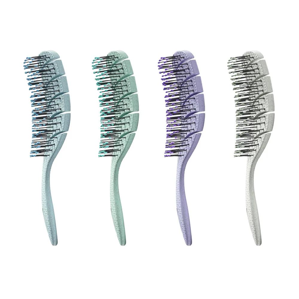 

HCS Wholesale Wheat Straw Hollow Leaf Shape Hairdressing Massage Comb Wet Dry Hair Tangle Brush Detangler Hair Brush