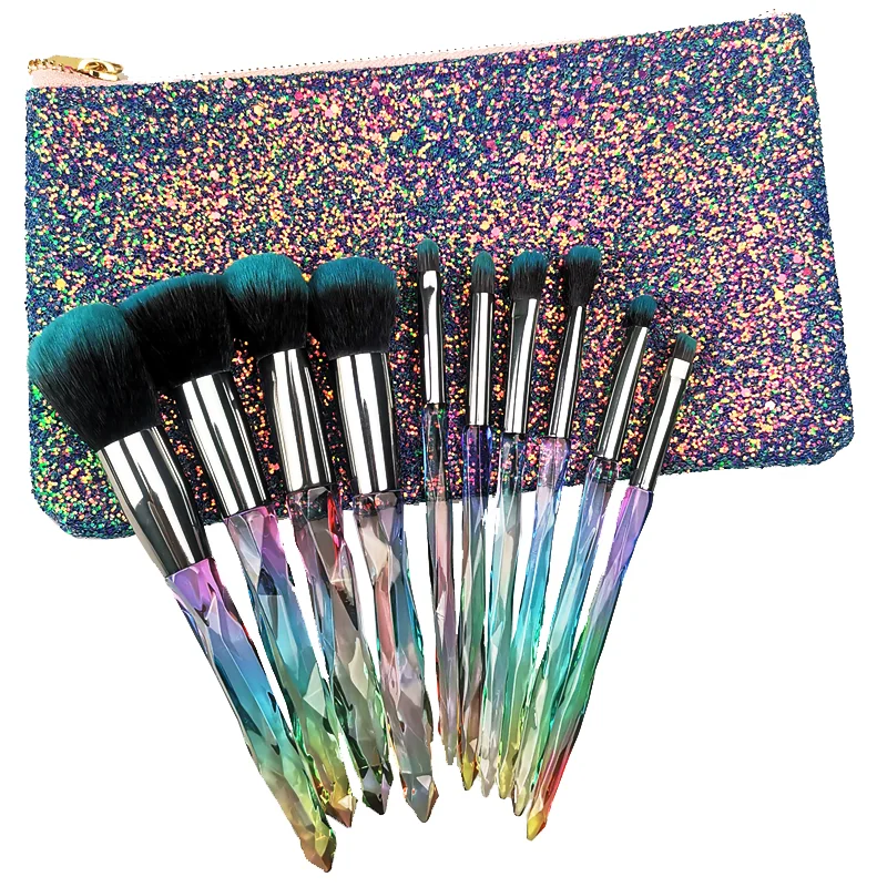 
Hot OEM 10pcs brushes makeup diamond crystal makeup brush 