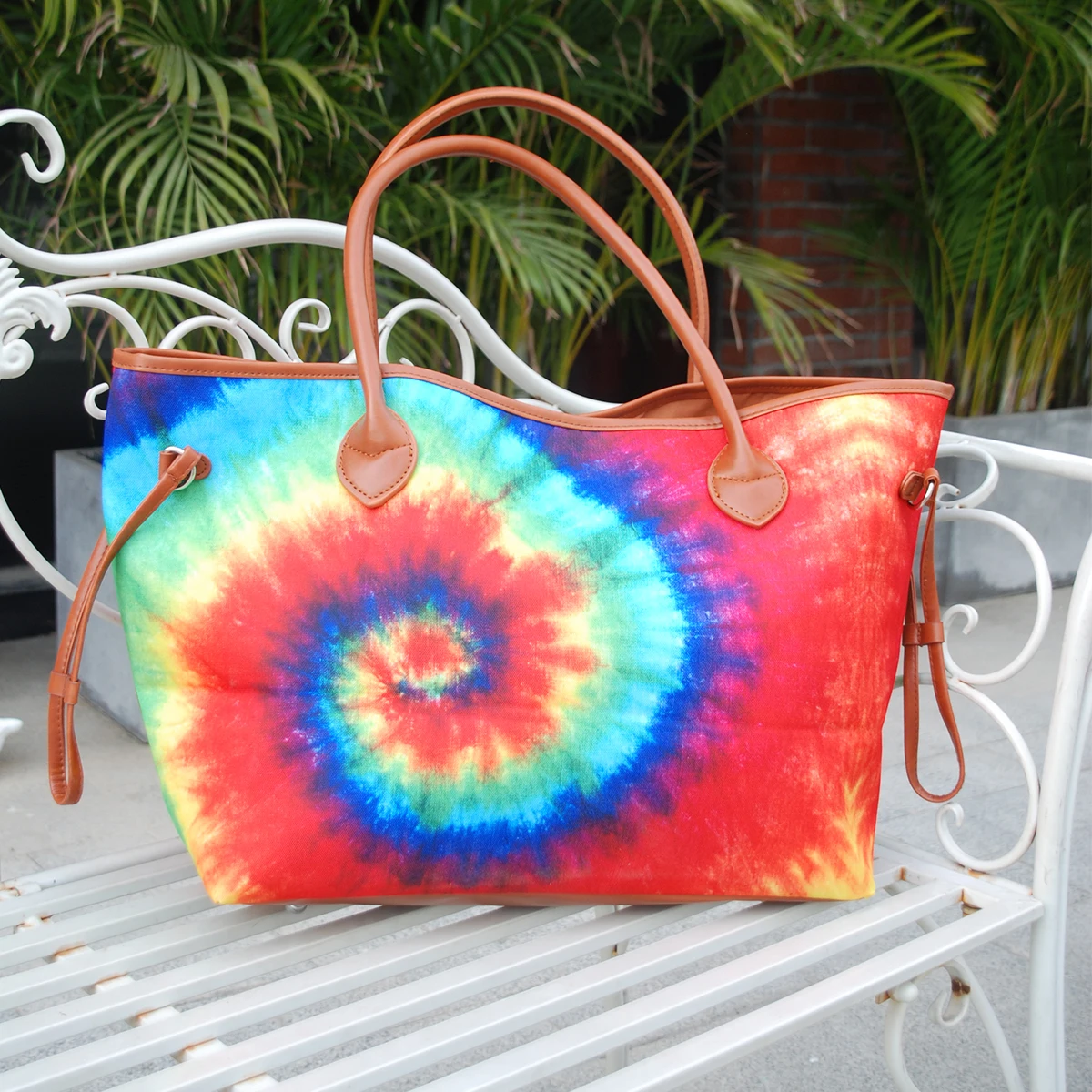 

1 Lot Moq Tie dye Flower Custom Print Tote Shoulder Bags High Duty Weekend Stuff Handbag DMA71333, Tie dye print