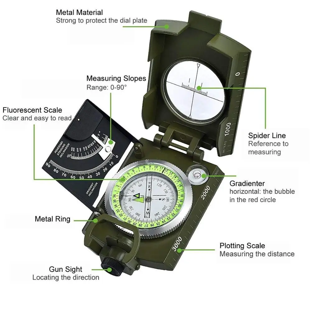 Multifunctional Waterproof Military Geological Marine Compass