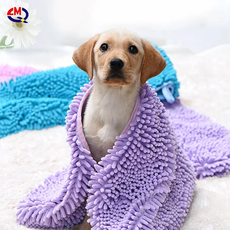 

fast absorb cleaning absorbent pet towel pet bath towel pet ultra microfiber chenille dog bath dry towel, Blue,pink,purple