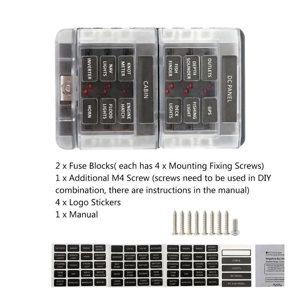 
DC 32V 12 way DC 2x6 Way Marine Fuse Blade Circuit Breaker Block ATP/ATO/ATC Mega Fuse Holder Box 